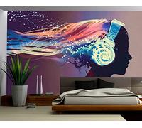 Papier Peint Panoramique Écouteurs Musique Beauté Papier Peint 3D Personnalisés Intissé Décoration Murale 350x256cm