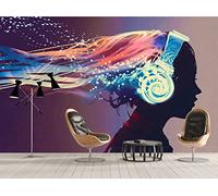 Papier Peint Panoramique Écouteurs Musique Beauty Papier Peint 3D Tapisserie Murale Décoration Chambre Salon -songqians-02109-300cmx210cm