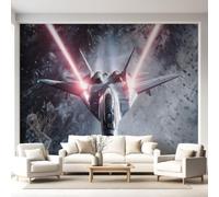 Papier Peint Panoramique Effet 3D Science-fiction Militaire Gaming Poster Mural, Avion Faisceau de lumière laser Papier Peint Intissé Chambre d'Enfant Chambre Canapé TV Fond Décoration - 250x175cm