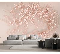 Papier Peint Panoramique Effet Relief Rose Pâle Fleurs Papier Peint 3D Tapisserie Murale Décoration Chambre Salon -songqians-27463-330cmx245cm