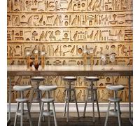 Papier Peint Panoramique Égypte Ancienne Papier Peint Intissé Hiéroglyphes Poster Trompe l'oeil Mural 3D Art Décoration Murale Salon Chambre 400x280 cm 3183b