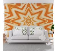 Papier Peint Panoramique Enfant 3D Étoiles Géométrique Abstrait Rayures Photo Mural Moderne Poster Mural xxl Salon Chambre Décoration - Étoiles Géométrique Orange Papier Peint Intissé 450x315cm