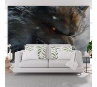 Papier Peint Panoramique Enfant Animaux de la Jungle Abstrait Loup Papier Peint Intissé Loup Sauvage Décoration Murale - Poster Mural xxl pour Salon Chambre, 400x280cm(L x H)