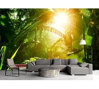 Papier Peint Panoramique Ensoleillé Vert Forêt Plantes 200x140cm Papier Peint 3D Intissé Tapisserie Poster Chambre Salon Decoration Murale -MIWEI Wallpaper-ZXY-22241