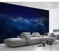 Papier Peint Panoramique Espace Cosmique Bleu 300x210cm Papier Peint Intissé 3D Tapisserie Peinture Murale Chambre Salon -ZXCHEE-MZ03370