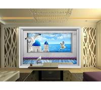 Papier Peint Panoramique Espace Vue Mer Oiseaux De Mer Papier Peint Intissé 3D Tapisserie Decoration Chambre Salon Murale -KX01680, 400x255cm