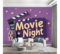 Papier Peint Panoramique Étoiles Pour Projecteur de Cinéma Tapisserie Murale Mural Pour Décoration Murale Film D'Animation Violet Papier Peint Chambre Enfant Stickers Cuisine 500x317cm(L x H)