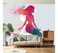 Papier Peint Panoramique Fantaisie Abstrait Moderne 3D Panoramique Papier Peint Sirène Tache D'encre Silhouette, Papier Mural Decoratif Pour Salon, Chambre, Décoration Murale 400 x 280 cm