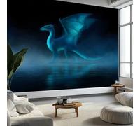 Papier Peint Panoramique Fantaisie Brume Dragon anime 200 x 140 CM Photo Décoration Murale, Papier Peint Mural Pour Salon Adulte Chambre d'enfants Fond Tv - Cyan
