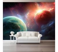 Papier Peint Panoramique Fantaisie Rouge Planète Nébuleuse Papier Peint Mural Photo Tapisserie Murale Xxl Grand Format Panoramique Salon Chambre Déco Murale Impression Numérique 250 X 175 Cm