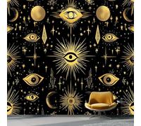 Papier Peint Panoramique Fantaisie Yeux Mystérieux Motif Œil Mystérieux Doré 3D Moderne Papier Peint Intissé Pour Chambre Salon Bureau Personnalisé Mur Tv Décoration Murale 250 X 175 Cm