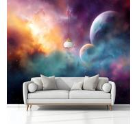 Papier Peint Panoramique Fantastique Mystérieux Galaxie Espace, 400 x 280 cm (L x H) Papier Peint Intissé Bleu-Violet pour Salon Adulte Chambre d'enfants Étude Décoration - Facile à Installer