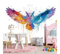 Papier Peint Panoramique Fantastique Sacré Hibou, 400 x 280 cm 3D Tapisserie Photo Peinture Murale, Blanc Papier Peint Intissé Fresque pour Salon Chambre Toile Fond TV chambre d'enfant