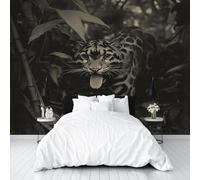 Papier Peint Panoramique Faune Sauvage Panthère Nébuleuse 400x280cm(L x H) Moderne Papier Peint intissé pour Chambre Salon Bureau Personnalisé Décoration Murale Léopard de la Jungle