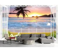 Papier Peint Panoramique Fenêtre Grand Sea Mountain 310x250cm Papier Peint 3D Intissé Tapisserie Poster Chambre Salon Decoration Murale -MIWEI Wallpaper-ZXY-19688