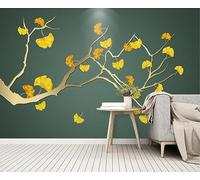 Papier Peint Panoramique Feuille De Ginkgo En Relief Doré 350x250cm Papier Peint 3D Intissé Tapisserie Poster Chambre Salon Decoration Murale -MIWEI Wallpaper-ZXY-44430