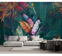 Papier Peint Panoramique Feuilles Aquarelle Tropical Vintage Papier Peint 3D Tapisserie Murale Décoration Chambre Salon -songqians-06650-400cmx280cm