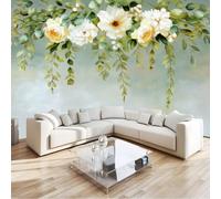 Papier Peint Panoramique Feuilles De Vigne Aquarelles Fleurs pour Salon Chambre, Mur TV - Décoration Murale Intérieure Onirique Style Poster Papier Peint Intissé 200 x 140 cm