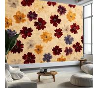 Papier Peint Panoramique Feuilles Florales Vieillies pour Salon Chambre, Mur TV - Décoration Murale Intérieure Shabby Chic Poster Papier Peint Intissé 500 x 280 cm