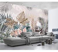 Papier Peint Panoramique Feuilles Tropicales De Plantes Vintage 350x250cm Papier Peint Intissé 3D Tapisserie Peinture Murale Chambre Salon -ZXCHEE-MZ08430