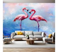 Papier Peint Panoramique Flamant rouge 3D Trompe L'oeil Moderne Papier Peint 250 x 175 cm Grandes Murales Poster pour Salon, Adulte Chambre d'enfants, Étude Décor