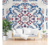 Papier Peint Panoramique Fleur Abstrait Bohème Poster Geant Mural, Fleurs Geometrique Peintes Papier Peint Intissé Mural pour Salon Canapé TV Fond Décoration Murale 500x317cm(L x H)