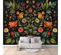 Papier Peint Panoramique Fleur Feuille Effet 3D Plantes Moderne Mural 300x256 cm Non Tissé Imperméable et Durable Facile à Nettoyer Pas de Support Adhésif pour Café Couloir Chambre d'enfants Hôtel