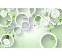 Papier Peint Panoramique Fleur Vigne Papillon Vert 250x175cm Papier Peint 3D Intissé Tapisserie Poster Chambre Salon Decoration Murale -MIWEI Wallpaper-ZXY-39666