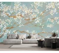 Papier Peint Panoramique Fleurs Blanches Vintage Peinture À L'Huile Papier Peint 3D Tapisserie Murale Décoration Chambre Salon -songqians-07130-200cmx140cm