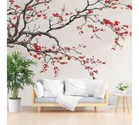 Papier Peint Panoramique Fleurs de Prunier Papier Peint Intissé Poster Mural xxl Fleurs De Plantes Rétro Poster Geant Mural Personnalisé 3D pour Salon Chambre Décoration Murale 365x254cm(L x H)