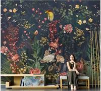 Papier Peint Panoramique fleurs européennes et américaines 3d, oiseaux, fleurs, peintures murales de forêt, fond de salon 350x250cm