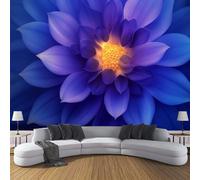 Papier Peint Panoramique Fleurs Fantastiques Soie, Fleur Étrange Poster Geant Mural Bleu Personnalisé 3D pour Salon Chambre restaurant Enfant Décoration Murale 350×256cm