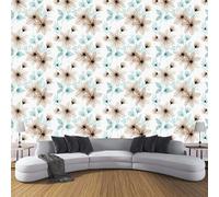 Papier Peint Panoramique Fleurs Simples À L'Aquarelle Campagne Naturelle, 3D Papier Peint Format Xxl Murale Pour Salon Décoration Murale Chambre Enfant Cyan Clair 350 X 256 Cm Tableaux Poster