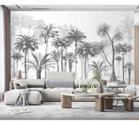 Papier Peint Panoramique Forêt D'Arbres Noir Et Blanc Papier Peint Intissé 3D Tapisserie Decoration Chambre Salon Murale -KX07074, 450x280cm