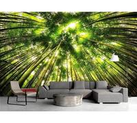 Papier Peint Panoramique Forêt De Bambous Vert Ensoleillé 300x210cm Papier Peint 3D Intissé Tapisserie Poster Chambre Salon Decoration Murale -MIWEI Wallpaper-ZXY-22513