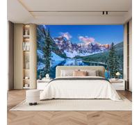Papier Peint Panoramique Forêt D'hiver 350x256 cm 3D Papier Peint Intissé Paysage de Montagne Et de Lac Photo Trompe l'oeil Poster Geant Mural Salon Chambre Enfant Chambre a-2757
