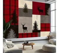 Papier Peint Panoramique Forêt en Patchwork Animaux, Papier Peint Poster Mural Géant Vintage Traditionnel, Fresque Murale Moderne Personnalisée pour Salon Chambre d’Enfants Restaurant, 200 x 140 cm