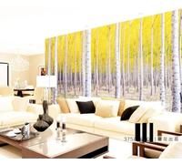 Papier Peint Panoramique Forêt Jaune De Bouleaux Blancs Papier Peint 3D Tapisserie Murale Décoration Chambre Salon -songqians-00896-350cmx250cm