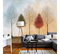 Papier Peint Panoramique Forêt Minimaliste À L'Aquarelle Plantes D'Automne Modernes, 3D Papier Peint Format Xxl Murale Pour Salon Décoration Murale Chambre Enfant Brun 250 X 175 Cm Tableaux Poster