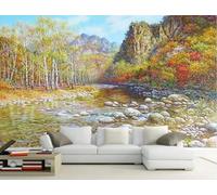 Papier Peint Panoramique Forêt Montagne Eau Nostalgie Papier Peint 3D Tapisserie Murale Décoration Chambre Salon -songqians-21842-400cmx280cm