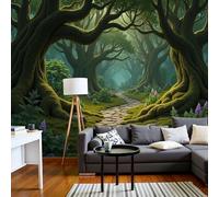 Papier Peint Panoramique Forêt Mystérieuse, Papier Peint Intissé Style Photographie Paysage Naturel Fresque Murale, 150 X 105 Cm Poster Geant Mural Pour Salon Chambre Décoration
