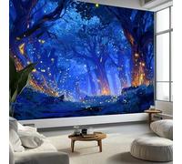 Papier Peint Panoramique Forêt Secrète de Dieu Lucioles, Papier Peint Poster Mural Géant Style Rêveur, Fresque Murale Moderne pour Salon Chambre d’Enfants Restaurant, 300 x 210 cm (L x H)