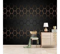 Papier Peint Panoramique Géométrie 350x256 cm 3D Papier Peint Intissé Noir Moderne Photo Trompe l'oeil Poster Geant Mural Salon Chambre Enfant Chambre Décoration Murale a-10485