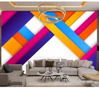 Papier Peint Panoramique Géométrie Abstraite Minimaliste Moderne Papier Peint Intissé 3D Tapisserie Decoration Chambre Salon Murale -KX00723, 300x210cm