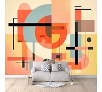 Papier Peint Panoramique Géométrie Effet 3D Coloré Abstrait Mural 150x105 cm Non Tissé Imperméable et Durable Facile à Nettoyer Pas de Support Adhésif pour Café Couloir Chambre d'enfants Hôtel