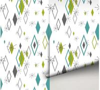 Papier Peint Panoramique Géométrie Grise Blanc Papier Adhesif Pour Meuble Stickers Autocollant Meuble Adhésif Revetement Adhesif Mural Decoratif Salon Cuisine Papiers Peints 38.6x120.6cm/2 roll