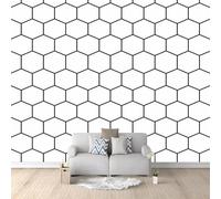 Papier Peint Panoramique Géométrique Blanc 250x175 cm 3D Papier Peint Intissé Rayon de Miel Photo Trompe l'oeil Poster Grand Mural Salon Chambre Enfant Chambre Décoration Murale a-11083