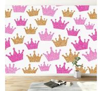 Papier peint panoramique géométrique or rose couronne, papier peint intissé princesse pour chambre salon salle à manger décoration murale - Fond d'écran photo Moderne art mural 450L x 280H cm