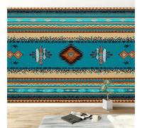 Papier peint panoramique Géométrique Rayures Losanges, Poster mural Sud Ouest Américain papier peinture murale 400L x 280H cm pour salon chambre chambre d'enfants restaurant décoration