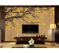 Papier Peint Panoramique Ginkgo Grain Bois 300x210cm Papier Peint 3D Intissé Tapisserie Poster Chambre Salon Decoration Murale -MIWEI Wallpaper-ZXY-30883
